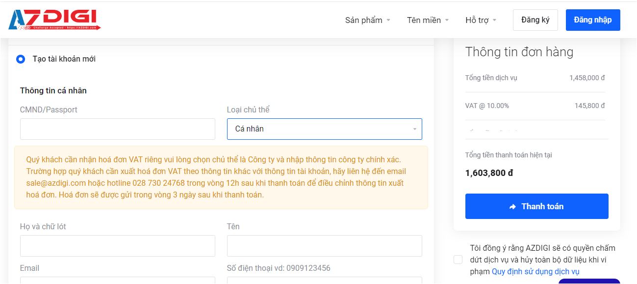 Cách tự tạo website cá nhân: Hướng dẫn mua hosting tại Azdigi